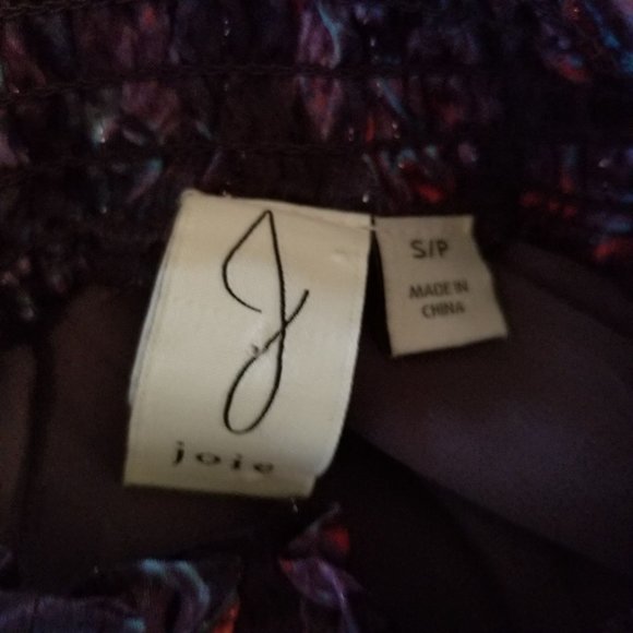 JOIE S‎ Purple Blue Floral Blouse Lightweight Top Mock High Neck Smocked - Picture 5 of 6